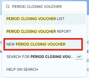 period closing from searchbar